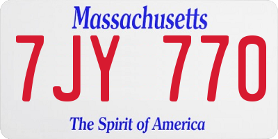MA license plate 7JY770