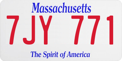 MA license plate 7JY771