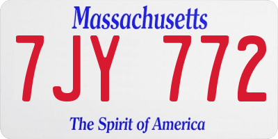 MA license plate 7JY772