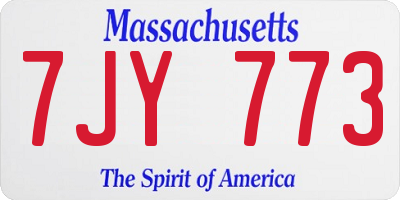 MA license plate 7JY773
