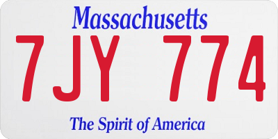 MA license plate 7JY774