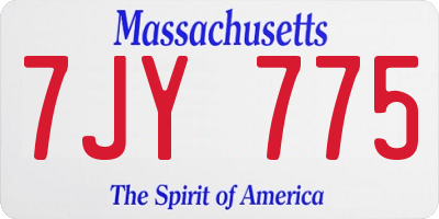 MA license plate 7JY775