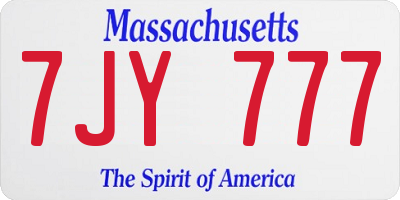MA license plate 7JY777