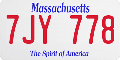 MA license plate 7JY778