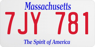 MA license plate 7JY781