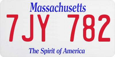 MA license plate 7JY782