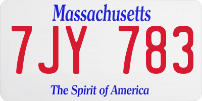 MA license plate 7JY783