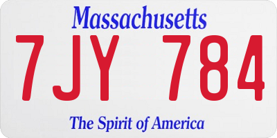 MA license plate 7JY784
