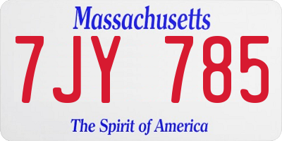 MA license plate 7JY785