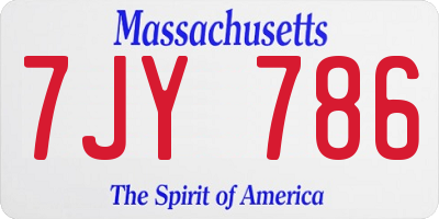 MA license plate 7JY786