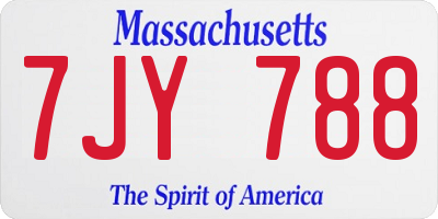 MA license plate 7JY788