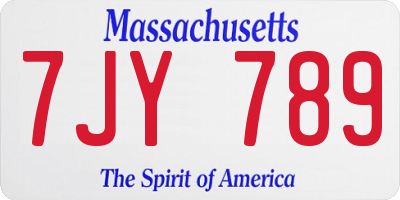 MA license plate 7JY789