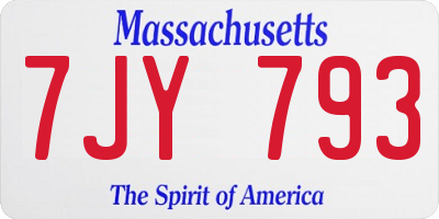 MA license plate 7JY793