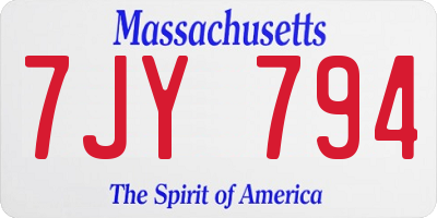 MA license plate 7JY794
