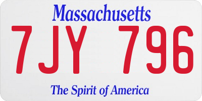 MA license plate 7JY796