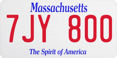 MA license plate 7JY800