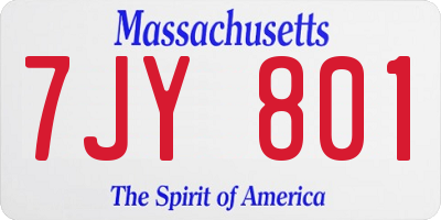 MA license plate 7JY801