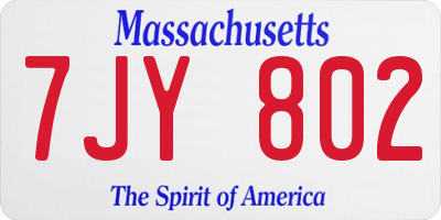 MA license plate 7JY802