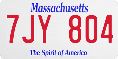 MA license plate 7JY804
