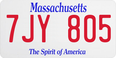 MA license plate 7JY805