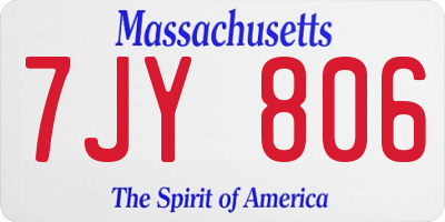 MA license plate 7JY806