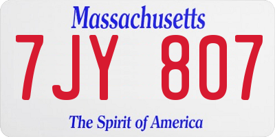 MA license plate 7JY807