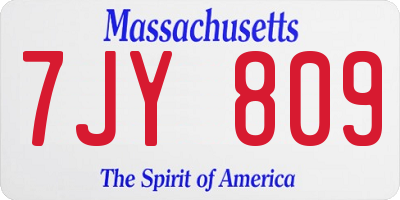MA license plate 7JY809