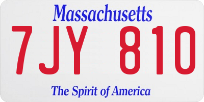 MA license plate 7JY810