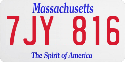 MA license plate 7JY816