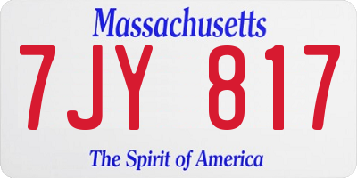 MA license plate 7JY817
