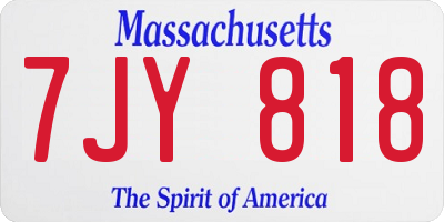MA license plate 7JY818