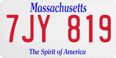 MA license plate 7JY819