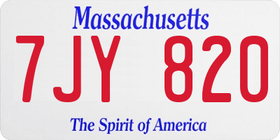 MA license plate 7JY820