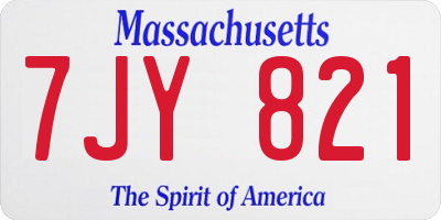MA license plate 7JY821