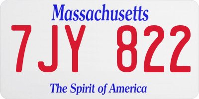 MA license plate 7JY822
