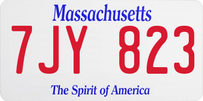 MA license plate 7JY823