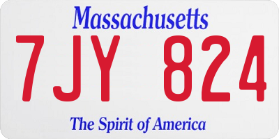 MA license plate 7JY824