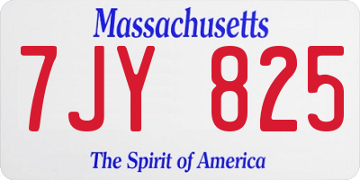 MA license plate 7JY825
