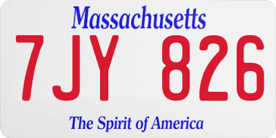 MA license plate 7JY826