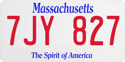 MA license plate 7JY827