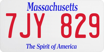 MA license plate 7JY829