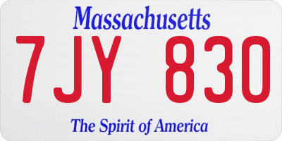 MA license plate 7JY830