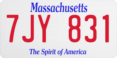 MA license plate 7JY831