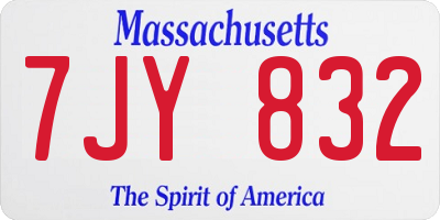 MA license plate 7JY832