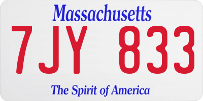 MA license plate 7JY833