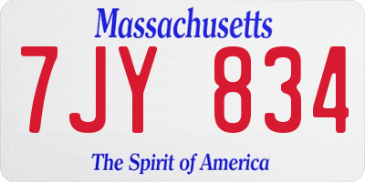 MA license plate 7JY834