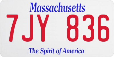 MA license plate 7JY836