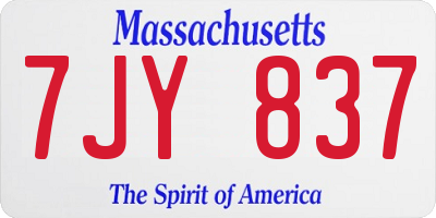 MA license plate 7JY837