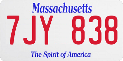 MA license plate 7JY838