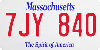 MA license plate 7JY840